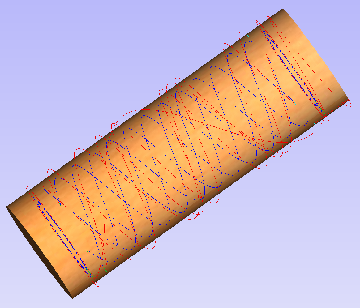 Spiral toolpaths in wrapped view